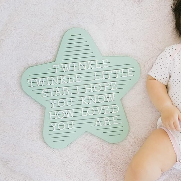 Pearhead Star Shaped Wooden Letterboard Set Baby Keepsake Photo Prop, Mint Green - Picture 4 of 5